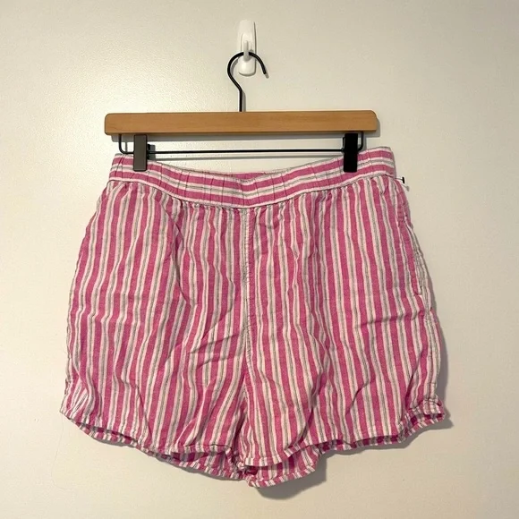 Universal Thread Pink and White Striped Linen Blend Coastal Grandma Shorts - Picture 1 of 6